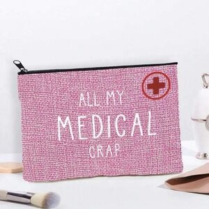 Cosmwtic Bag ALL MY MEDCAL Crap Pouch PINK